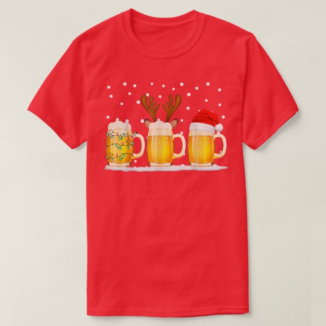 Beer Christmas Mug Santa Reinbeer Xmas Tree Lights T Shirt (Design framsida)