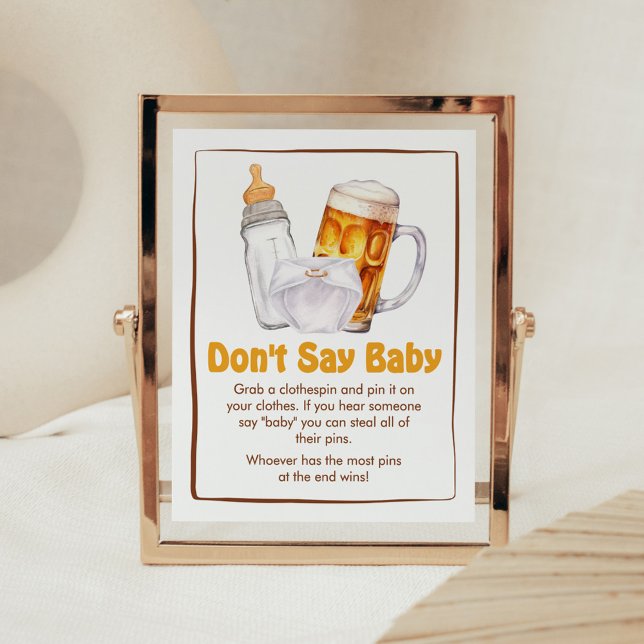 Beer Diaper Party Baby Shower Säg inte Baby Poster (Beer Diaper Party Baby Shower Don't Say Baby Sign)