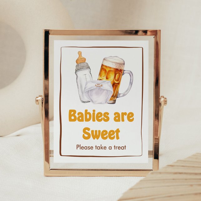 Beer Diaper Party Baby Shower Spädbarn är Sweet Poster (Beer Diaper Party Baby Shower Babies are Sweet Sign)
