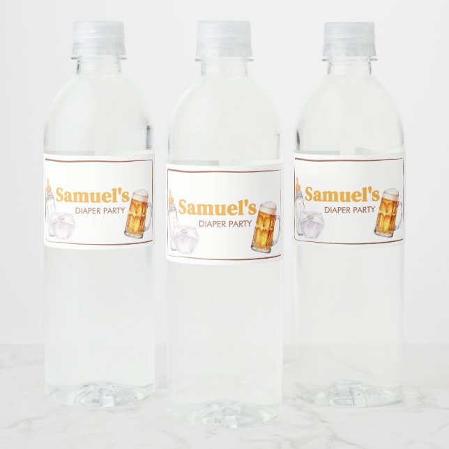 Beer Diaper Party Baby Shower Vattenflaskor Etikett (Flaskor)