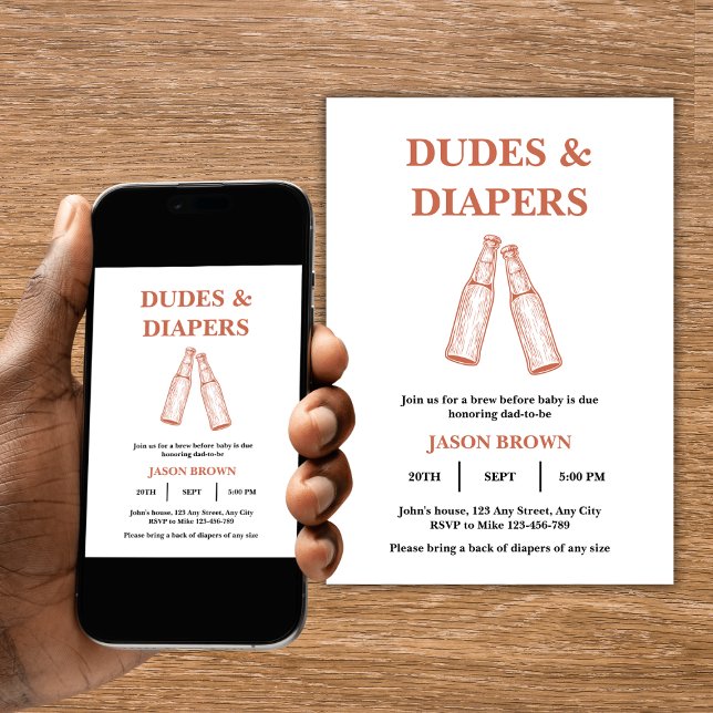 Beer & Diaper Party Man Baby Shower Inbjudningar (Beer & Diaper Party Man Baby Shower Invitation)