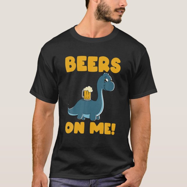 Beer Dinsoaur Drunkasaurus Beersaurus Dino - Öl T Shirt (Framsida)
