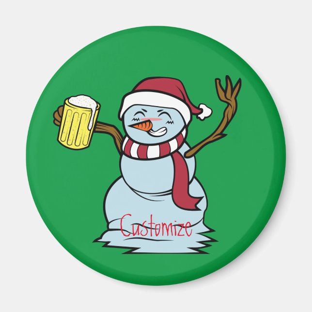 Beer-drink Drunk Snögubbe Thunder_Cove Magnet (Framsidan)