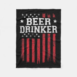 Beer Drinker American Flagga Usa Patriot Patriotic Fleecefilt