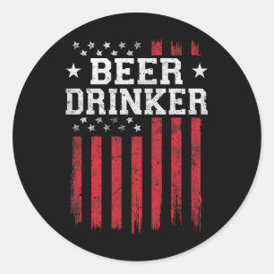 Beer Drinker American Flagga Usa Patriot Patriotic Runt Klistermärke