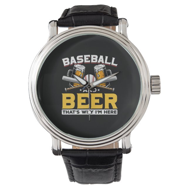 Beer Drinker Baseball Beer Humor Birthday Armbandsur (Framsida)
