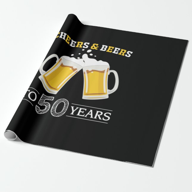 Beer Drinker Cheers and Beers to 50 Years Birthday Presentpapper (Utrullad)