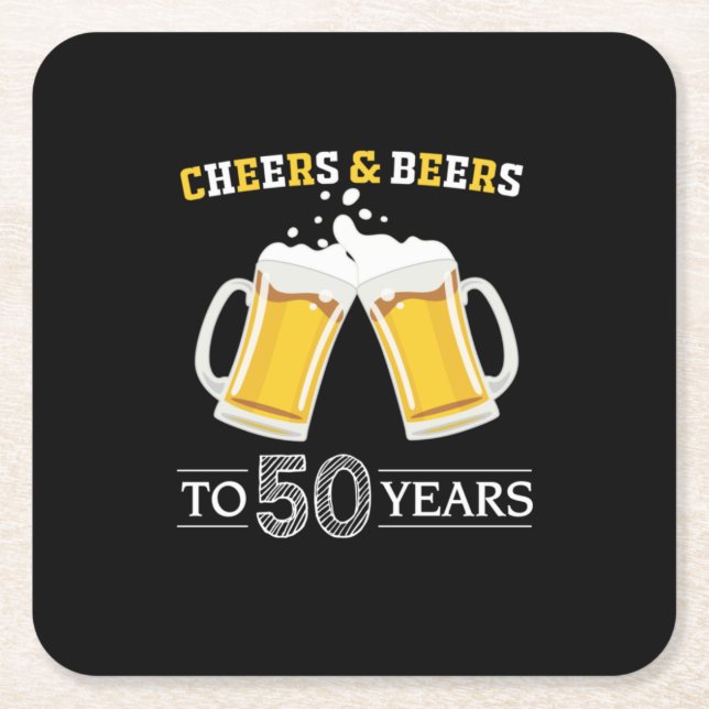 Beer Drinker Cheers and Beers to 50 Years Birthday Underlägg Papper Kvadrat (Framsidan)