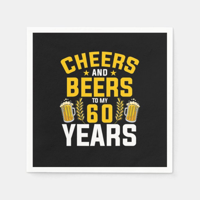 Beer Drinker Cheers And Beers To My 60 Years Birth Pappersservett (Framsidan)