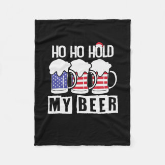 Beer Drinker Ho Ho Hold My Beer USA Birthday Fleecefilt