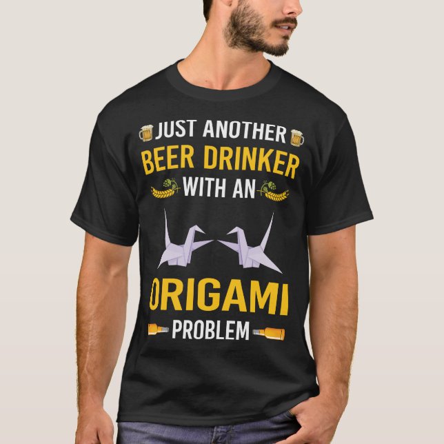 Beer Drinker Origami T Shirt (Framsida)