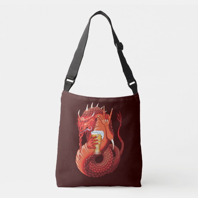 Beer Drinking Dragon Axelväska (Framsida)