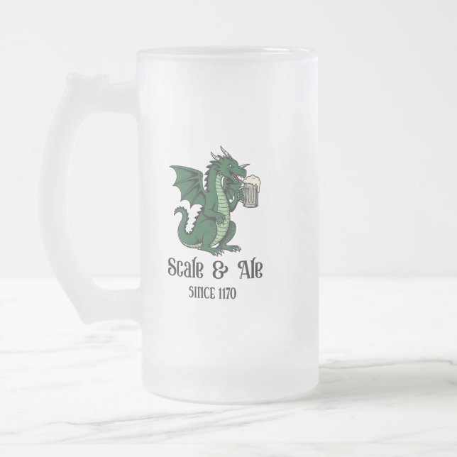 Beer Drinking Dragon Frostat Ölglas (Vänster)