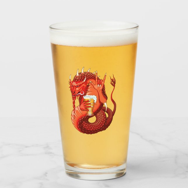 Beer Drinking Dragon Glaskopp (Framsida fylld)