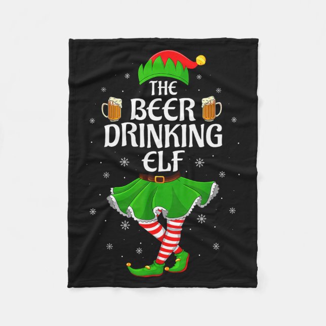 Beer Drinking Elf Christmas Family Girl Women Elf  Fleecefilt (Framsidan)