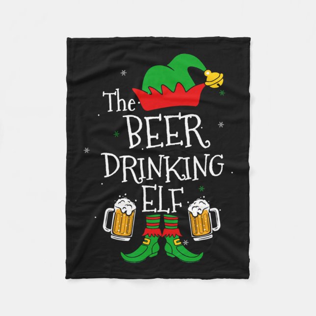 Beer Drinking Elf Matching Family Drinker Merr Fleecefilt (Framsidan)