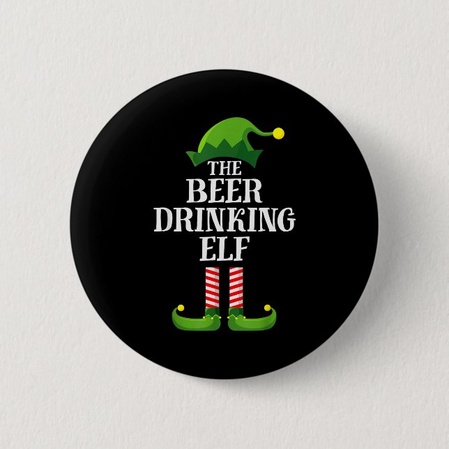 Beer Drinking Elf Matching Family Group Christmas  Knapp (Framsida)