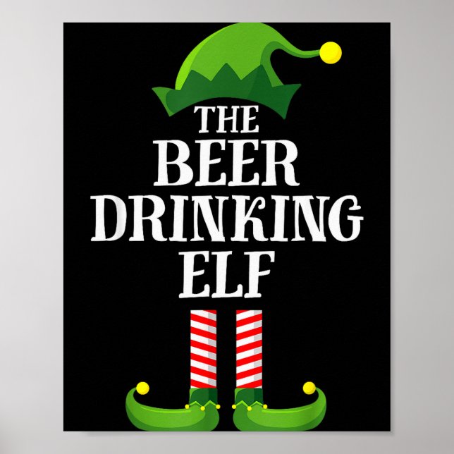 Beer Drinking Elf Matching Family Group Christmas  Poster (Framsidan)