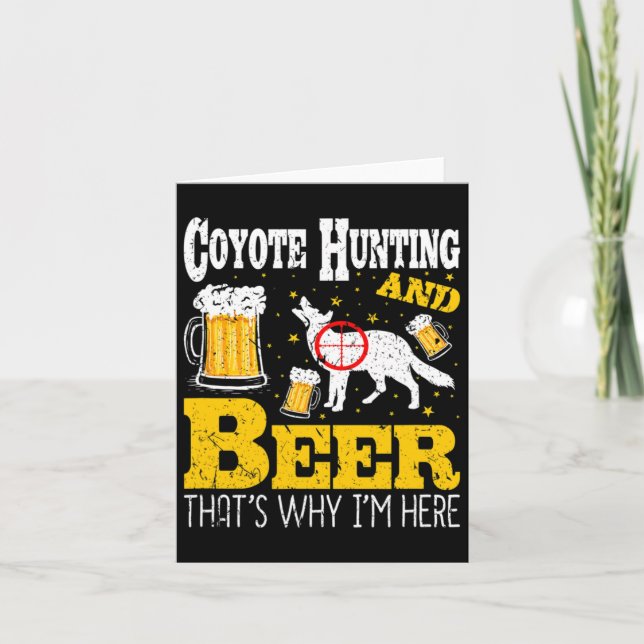 Beer Drinking Funny Coyote Hunting Kort (Framsida)