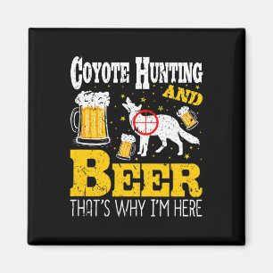 Beer Drinking Funny Coyote Hunting Magnet