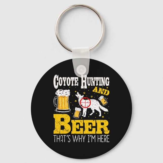 Beer Drinking Funny Coyote Hunting Nyckelring (Framsida)