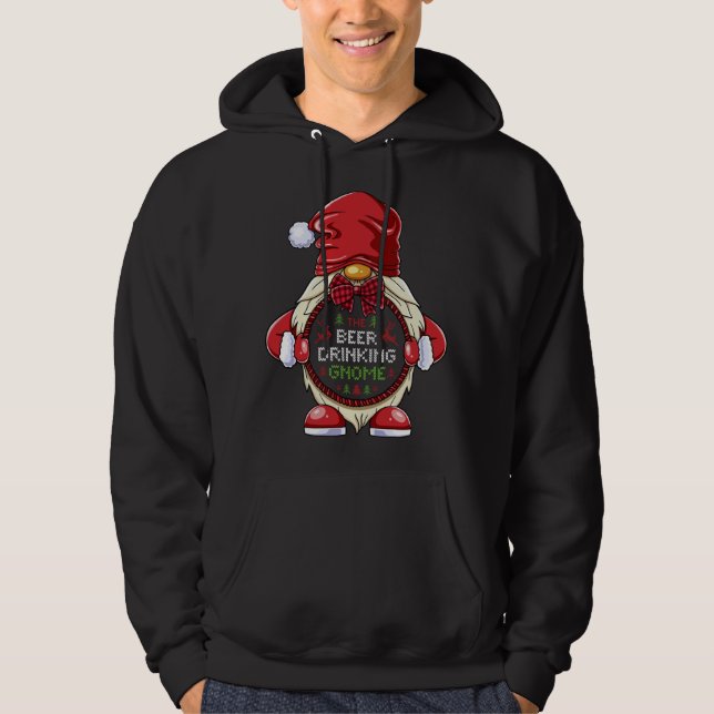 Beer Drinking Gnome Matching Family Group Chri Hoodie (Framsida)