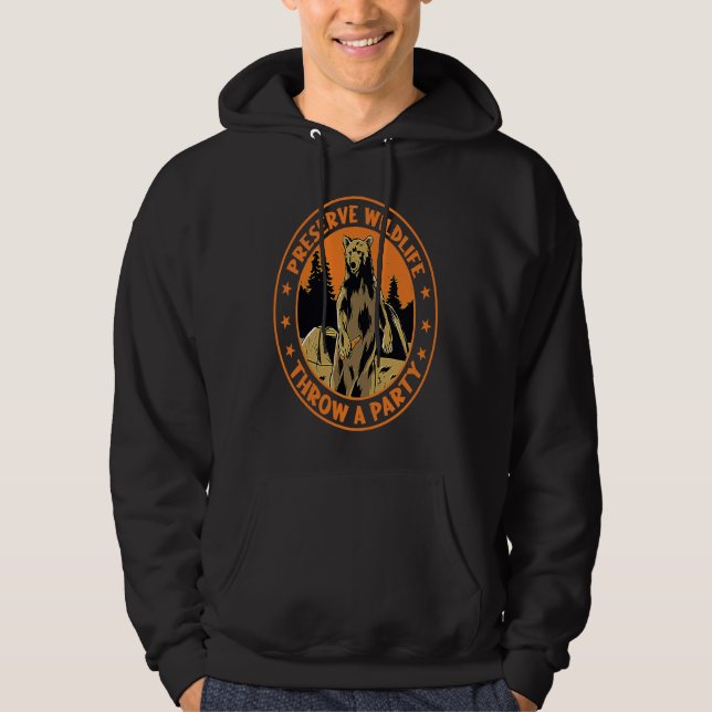 Beer Drinking Grizzly Bear  Quote Hoodie (Framsida)