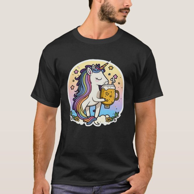 Beer Drinking Unicorn Unicorn T Shirt (Framsida)