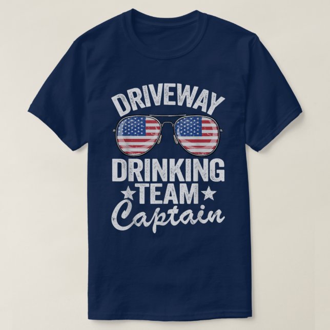 Beer Driveway Drinker US Flagga Driveway Drinking  T Shirt (Design framsida)