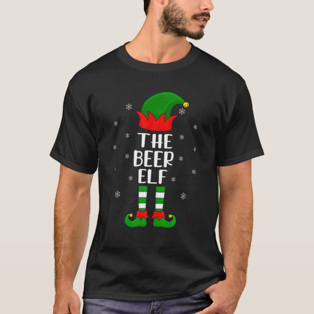 Beer Elf-julet i Party som matchar Julafton T Shirt (Framsida)