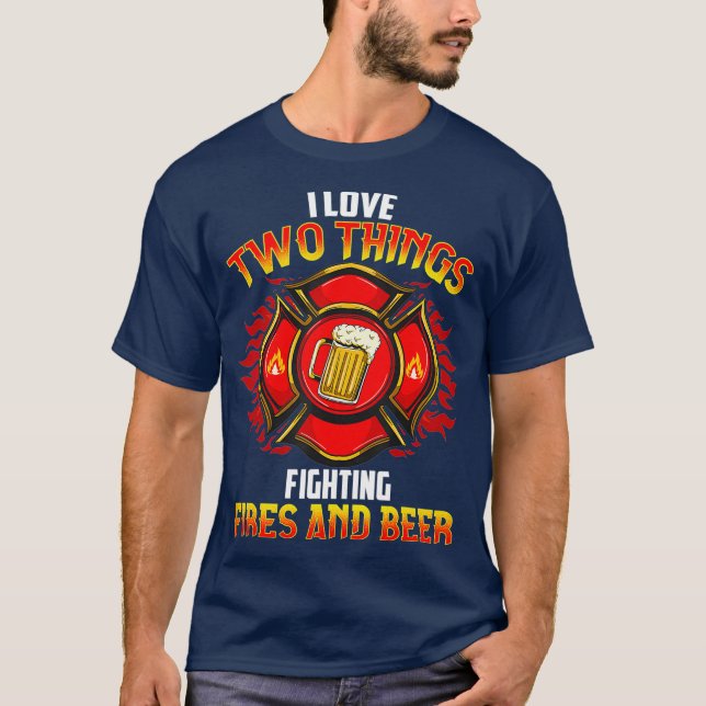 Beer Fireman Firefighter First Responder Gift T Shirt (Framsida)