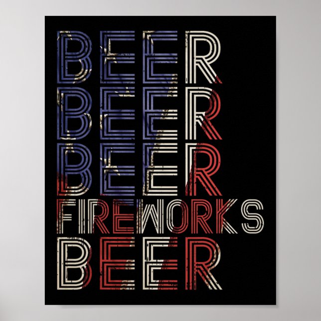Beer Fireworks Retro 4:e juli Party Parad Drin Poster (Framsidan)