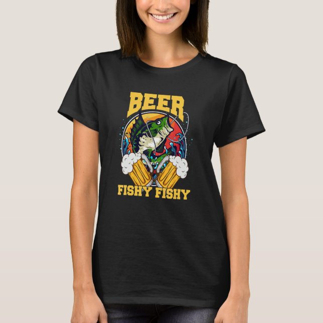 Beer Fisherman Angler Fars dag Pappa T Shirt (Framsida)