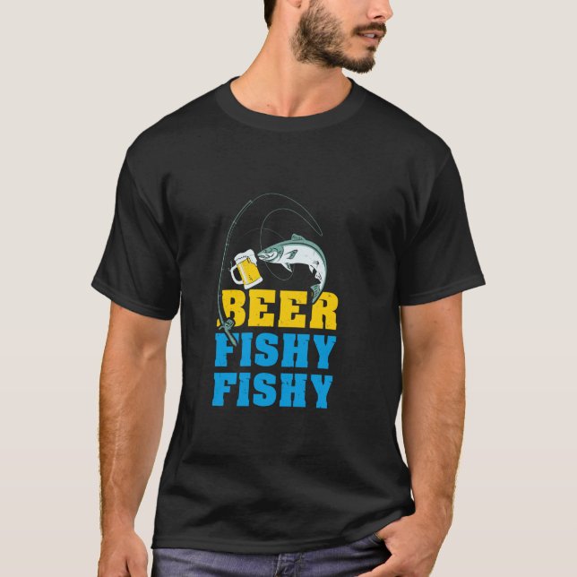 Beer Fishy Finny Drinking and Fishing Gift T Shirt (Framsida)