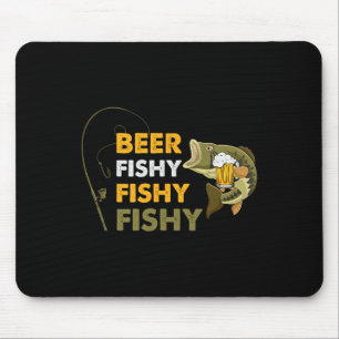 Beer Fishy Fishy Fisherman Älskare Retro Vin Musmatta