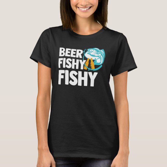 Beer Fishy Funny Fishing Drinking Joke Gift T Shirt (Framsida)