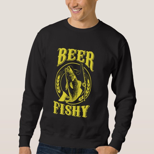 Beer Fishy Funny Fishing Lång Ärmad Tröja (Framsida)