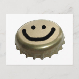 Beer Flaska Cap Ansikte Vykort