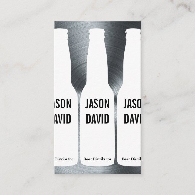 Beer Flaskor | Metallisk bakgrund Visitkort (Framsida)