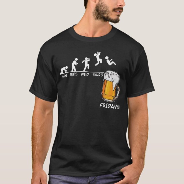 Beer Fredag Helg Week Öl Fredag Funny Beer T Shirt (Framsida)