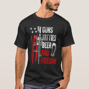 Beer & Freedom Drinking USA Amerikanska Flagga Pap T Shirt
