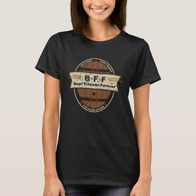 Beer Friends Forever Barrel Pullover Hoodie T Shirt (Framsida)