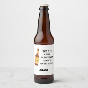 Beer Funny Say Beer i hand Namn Personlig Ölflaska Etikett