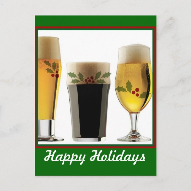 Beer Glass Holiday Greetings Helg Vykort (Framsida)