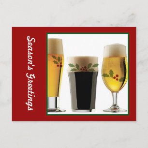Beer Glass Holiday Greetings Helg Vykort