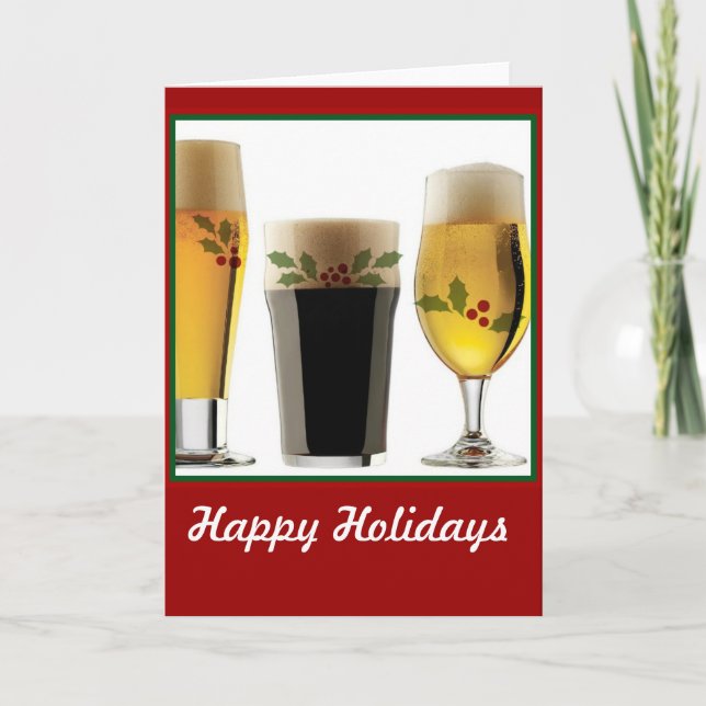 Beer Glass Holiday Greetings Helgkort (Framsida)