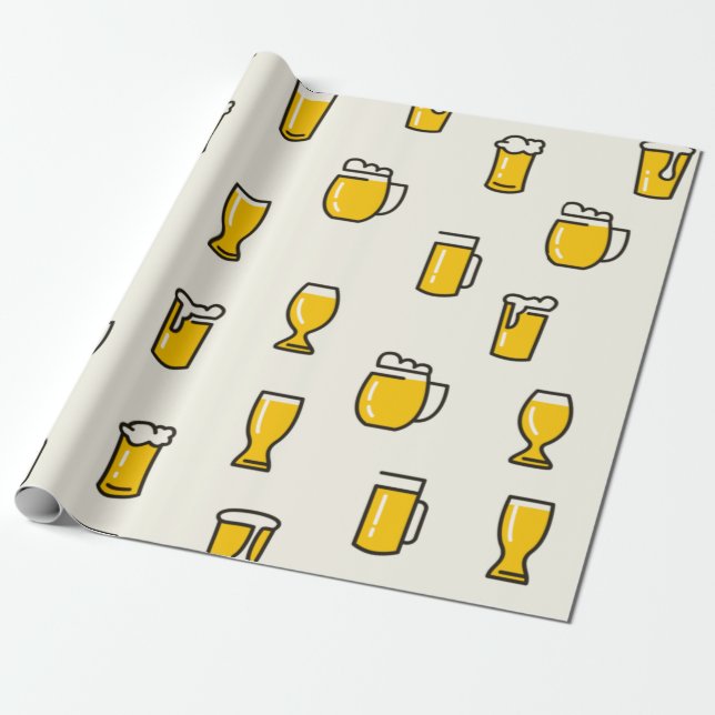 Beer Glass Mönster Presentpapper (Utrullad)