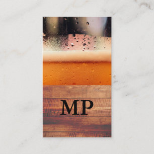 Beer Glass Rustic Wood Monogram Visitkort