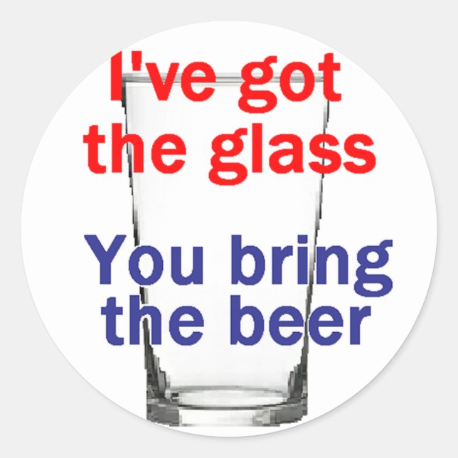 Beer Glass Sticker Runt Klistermärke (Framsida)