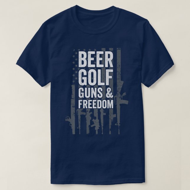 Beer Golf Guns & Freedom USA Pro Guns Golf Player T Shirt (Design framsida)